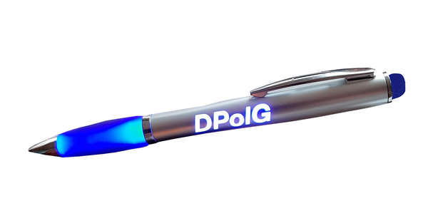 DPolG-Kugelschreiber mit farbigem LED Logo